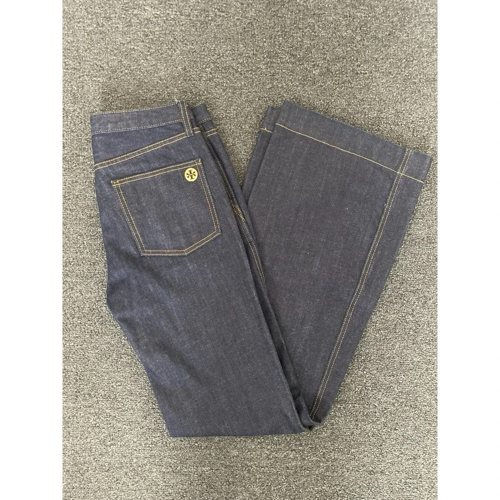Tory Burch‎ High Waisted Flare Blue Jeans Womens 27x34 Indigo Designer Boho Prep